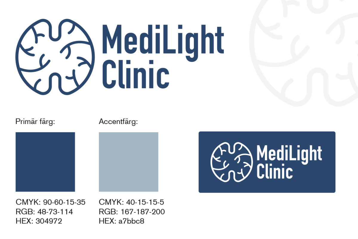 Logotyp framtagen av Xtrovert Media, reklambyrå i Göteborg, till MediLight Clinic Sweden AB.