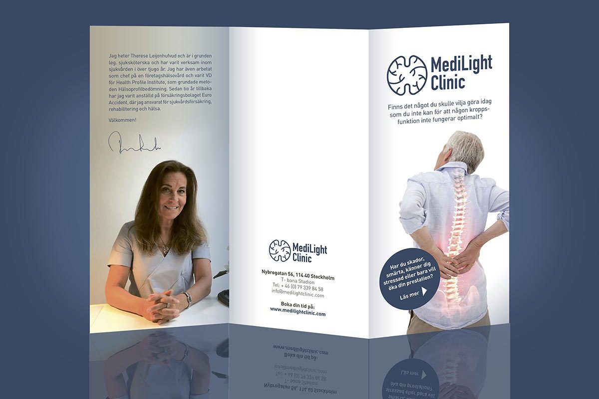 I nära samarbete med kunden tog Xtrovert Media (reklambyrå i Göteborg) fram en folder med information om applicerad neurologi och behandlingarna som utförs av kliniken.