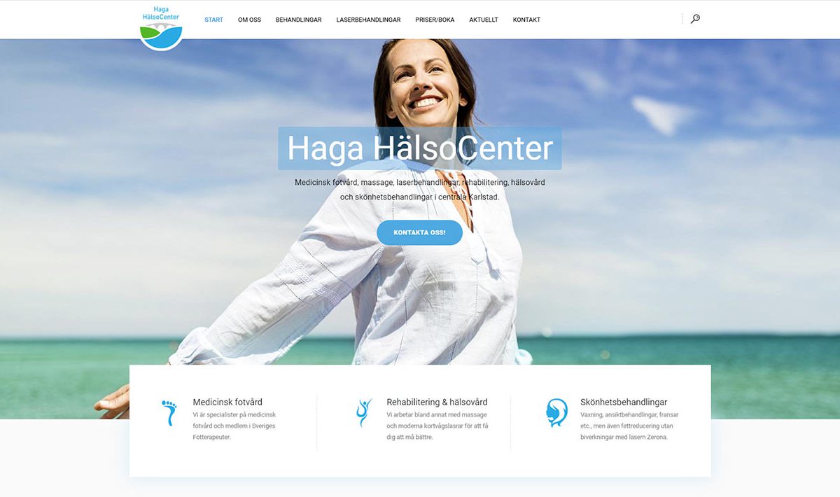 Webbproduktion av Xtrovert Media Reklambyrå. Ny webbsida till Haga HälsoCenter i Karlstad.