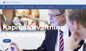 Webbsida för AAM (Ability Asset Management) av Xtrovert Media, reklambyrå i Göteborg