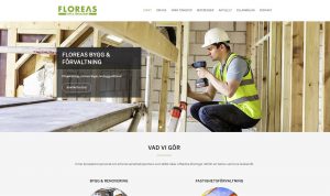 Webbsida för Floreas Bygg & Förvaltning gjord av Xtrovert Media, reklambyrå i Göteborg